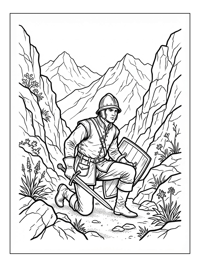 Squire Kneeling In Mountain Pass