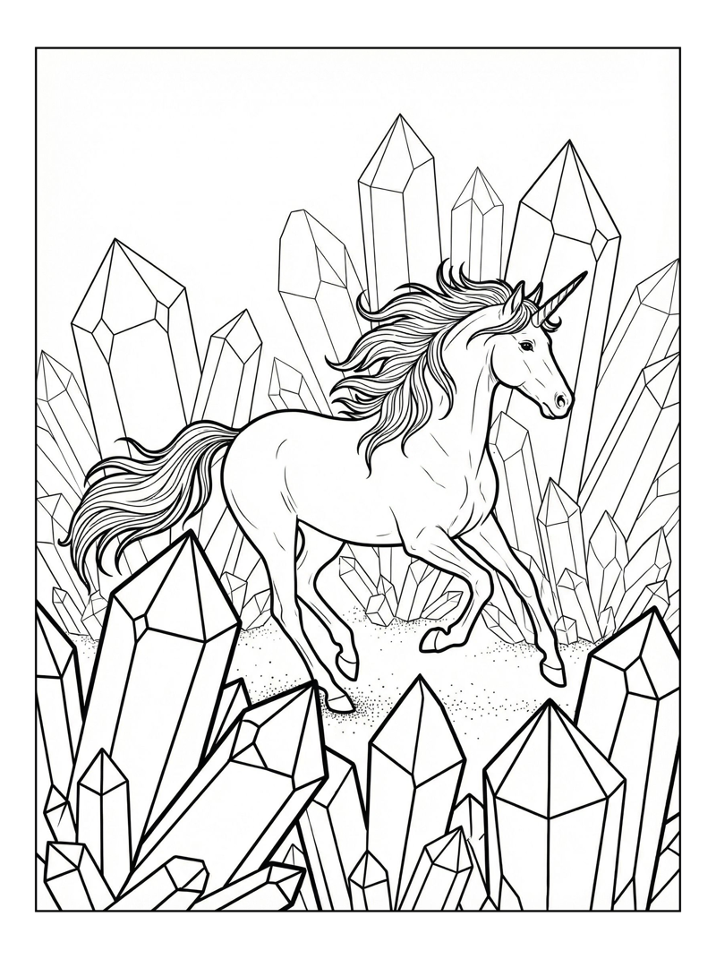 Unicorn Galloping Through Crystal Cave