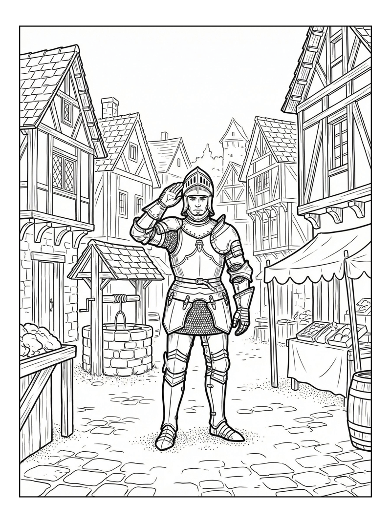 Knight Errant Saluting Village Square