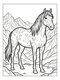 Appaloosa Horse Standing In Mountains