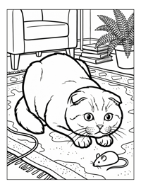Curious Scottish Fold Stalking Toy Mouse