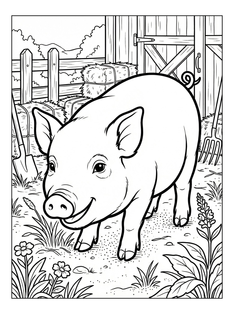 Miniature Pig Snuffling In Farmyard