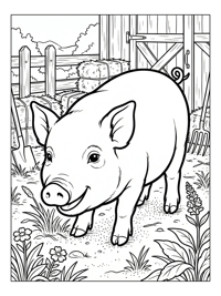 Miniature Pig Snuffling In Farmyard
