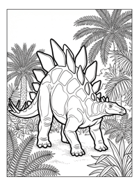 Stegosaurus Guarding Jungle Clearing