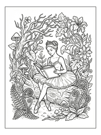 Ballerina Princess Reading In Forest
