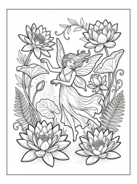 Water Fairy Sprinkling Dust Among Water Lilies