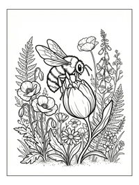 Bumblebee Landing On Flower Bud Garden