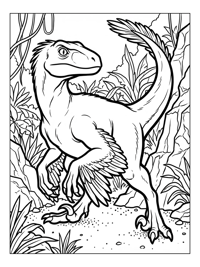 Velociraptor Hunting In Jungle Rocks