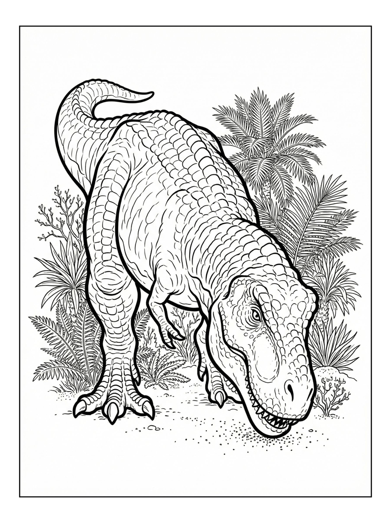 Tyrannosaurus Sniffing Desert Oasis Plants