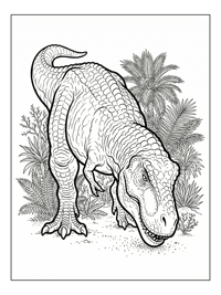 Tyrannosaurus Sniffing Desert Oasis Plants
