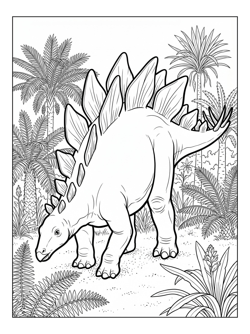Stegosaurus Grazing In Lush Meadow