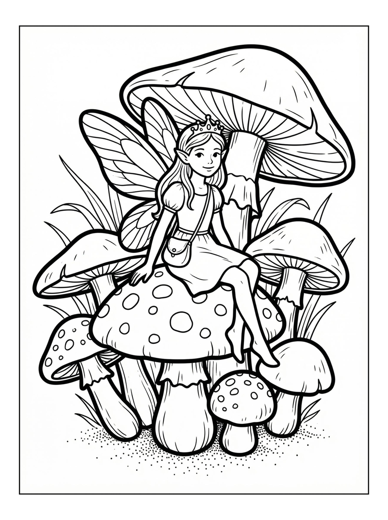 Tooth Fairy Sitting On Mushroom