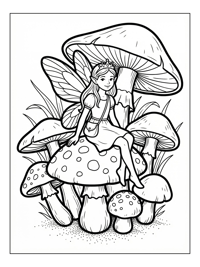Tooth Fairy Sitting On Mushroom