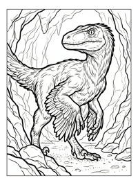 Feathered Velociraptor Scanning Ancient Cave