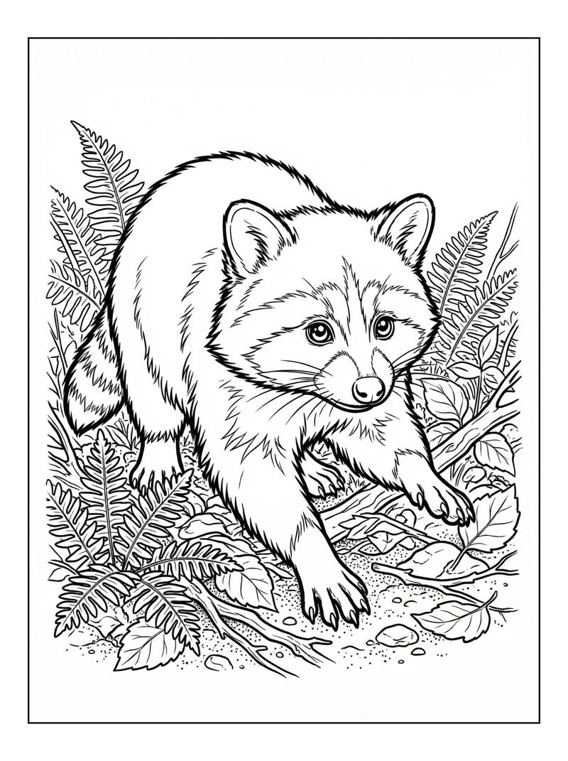 Baby Raccoon Reaching Forest Floor