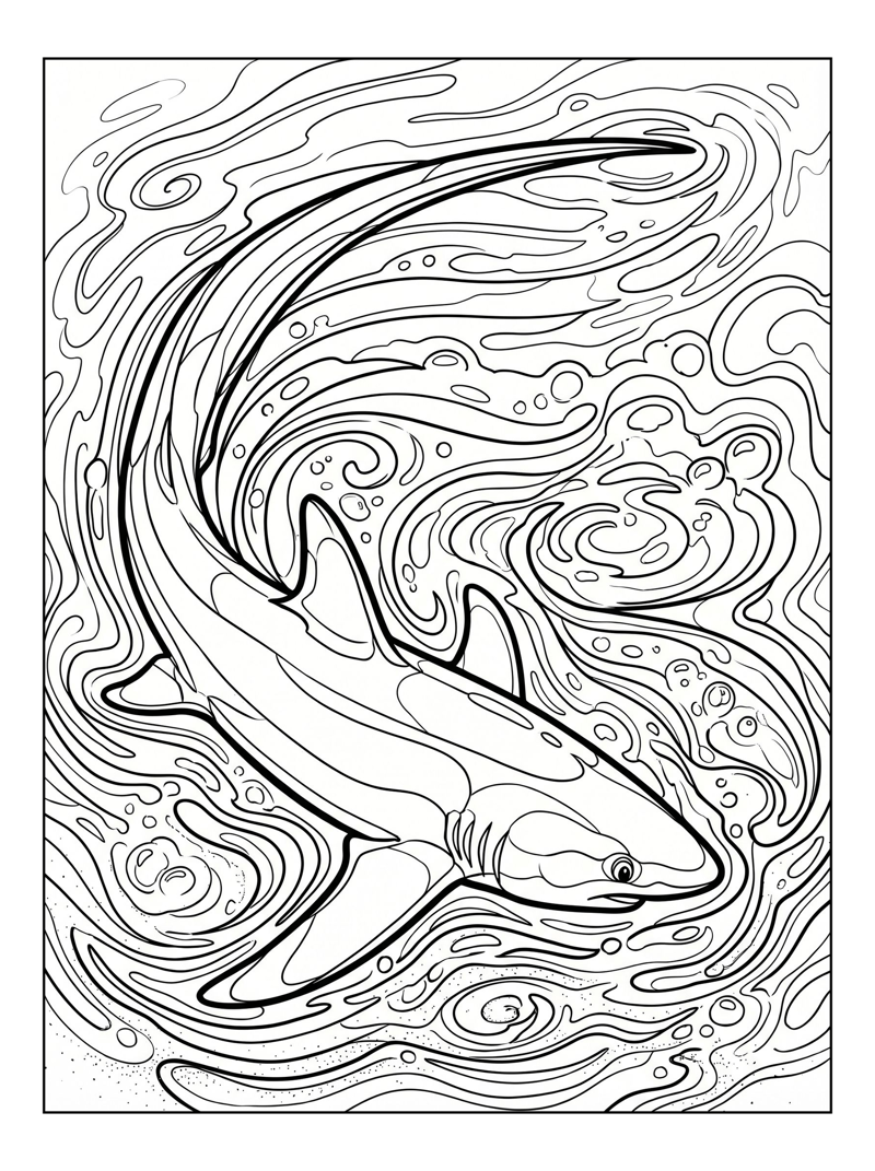 Thresher Shark Swimming In Sunlit Water