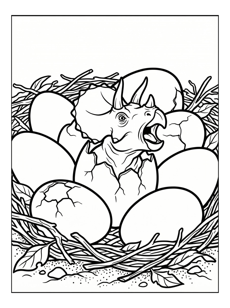 Hatchling Triceratops Roaring In Nest
