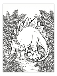 Mother Stegosaurus Baby Guarding Nest