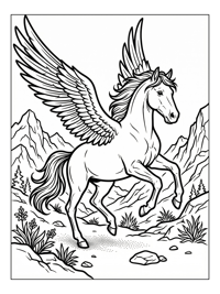 Celestial Pegasus Prancing In Mountains