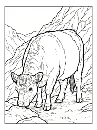 Belted Galloway Grazing By Mountains