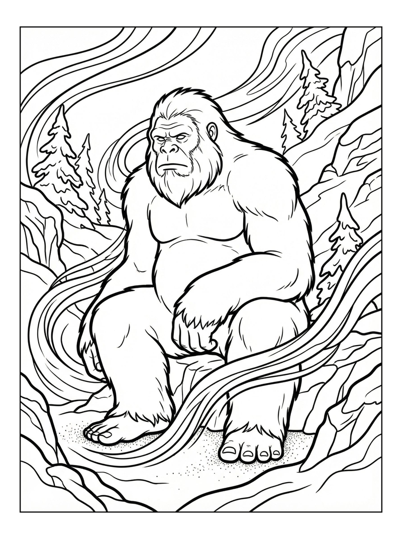 Noble Forest Yeti Sitting Blizzard Landscape