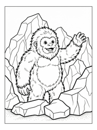 Baby Yeti Waving Among Ice Glaciers