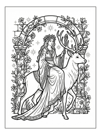 Princess Riding Deer Under Archway