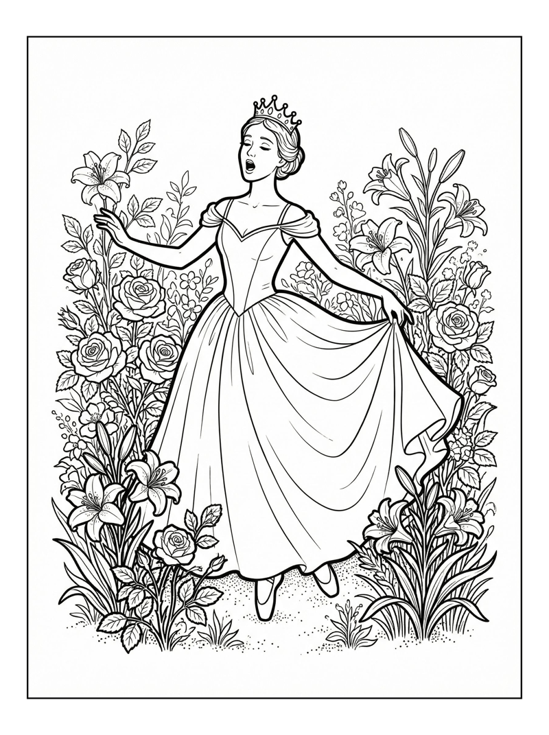 Ballerina Princess Singing In Flower Garden