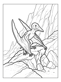 Baby Pterodactyl Perching On Rocky Outcrop
