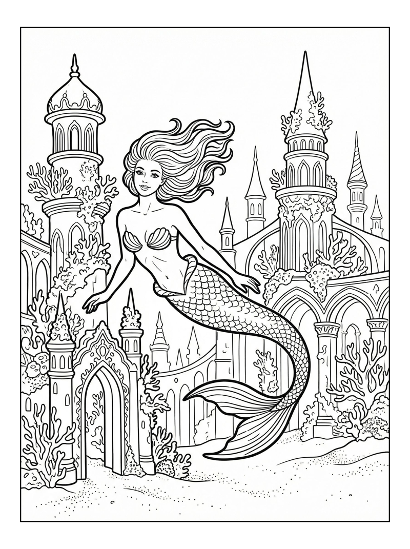 Friendly Deep Sea Mermaid Swimming Underwater
