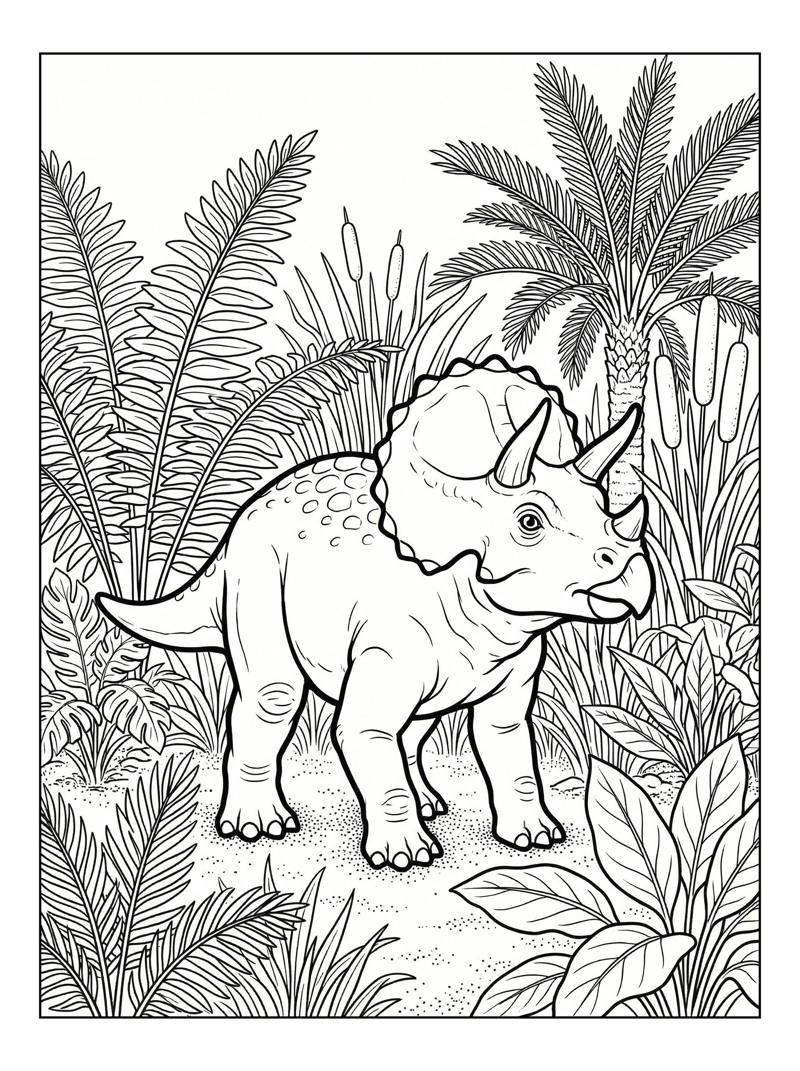 Hatchling Triceratops Standing In Marsh