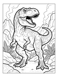 Tyrannosaurus Roaring Volcano Scene