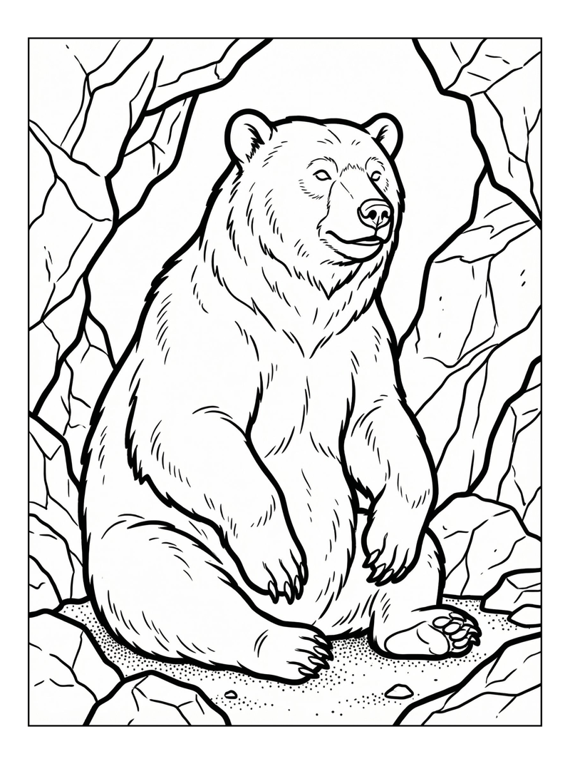 Sun Bear Sits Attentively In Cave
