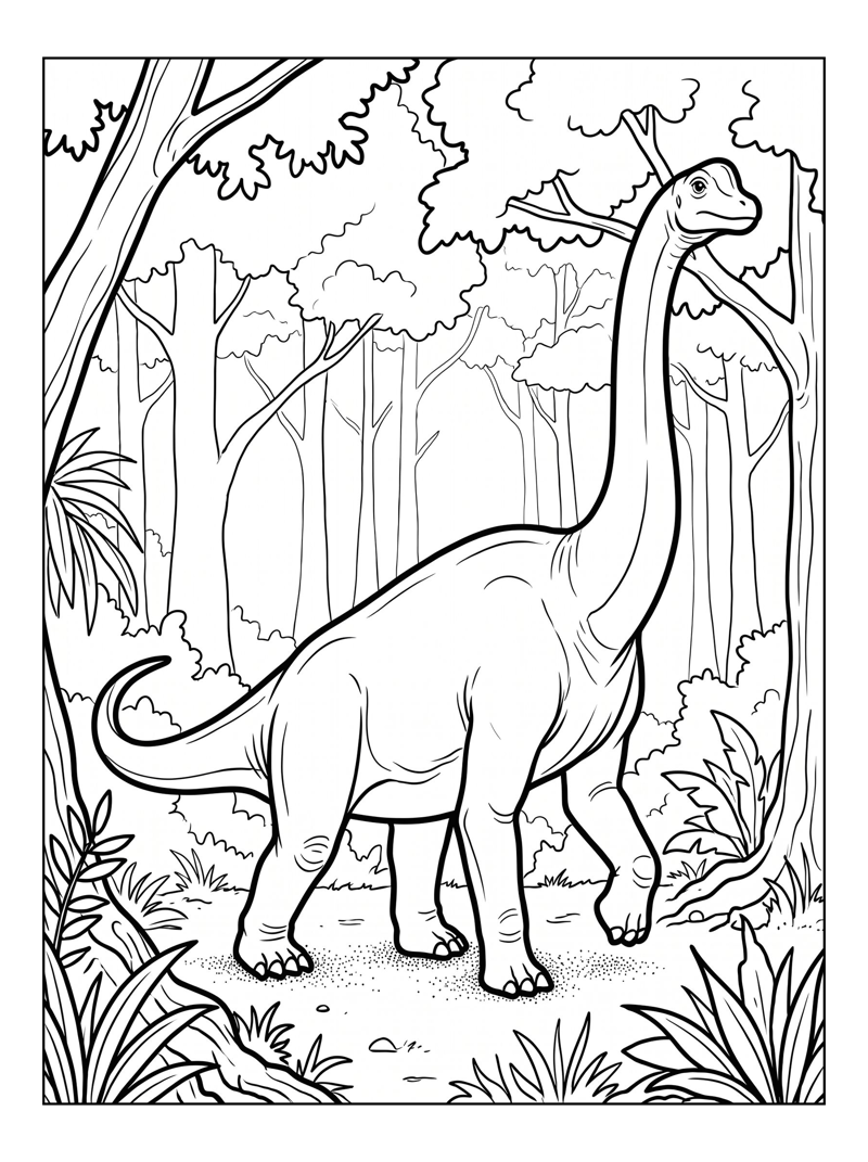 Brachiosaurus Walking Through Forest