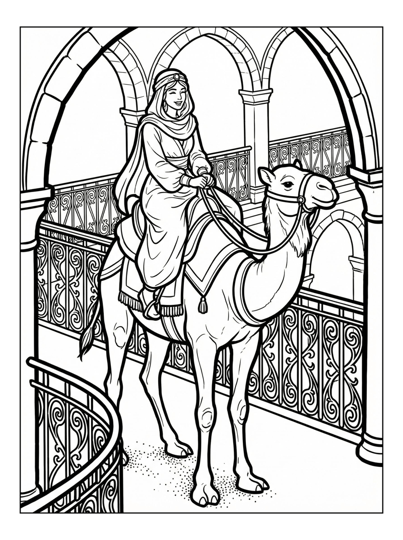 Desert Princess Riding Camel Royal Balcony