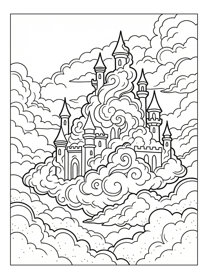 Majestic Cloud Castle Among Clouds