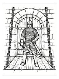 Knight Standing On Drawbridge With Sword