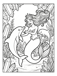 Mermaid Princess Playing With Dolphins Grotto