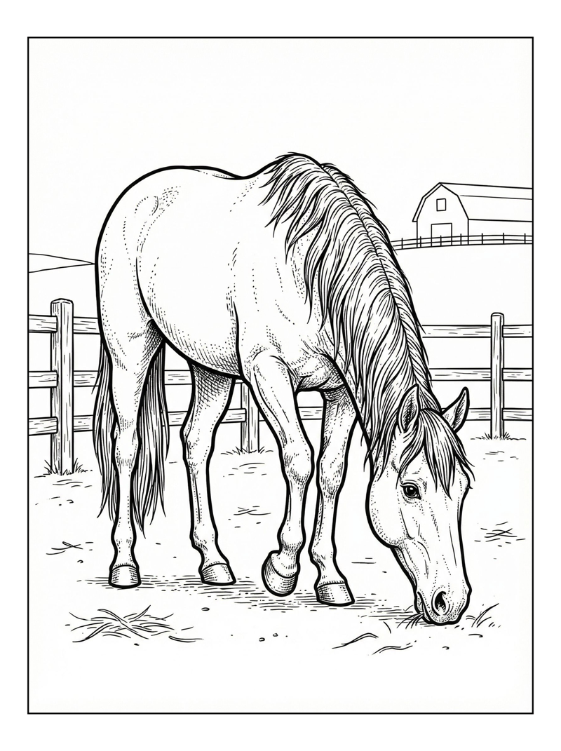 Tennessee Walking Horse Grazing By Barn