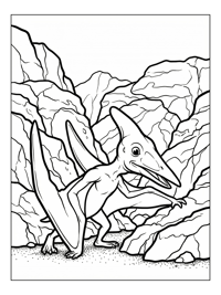 Baby Pterodactyl Walking Among Rocks