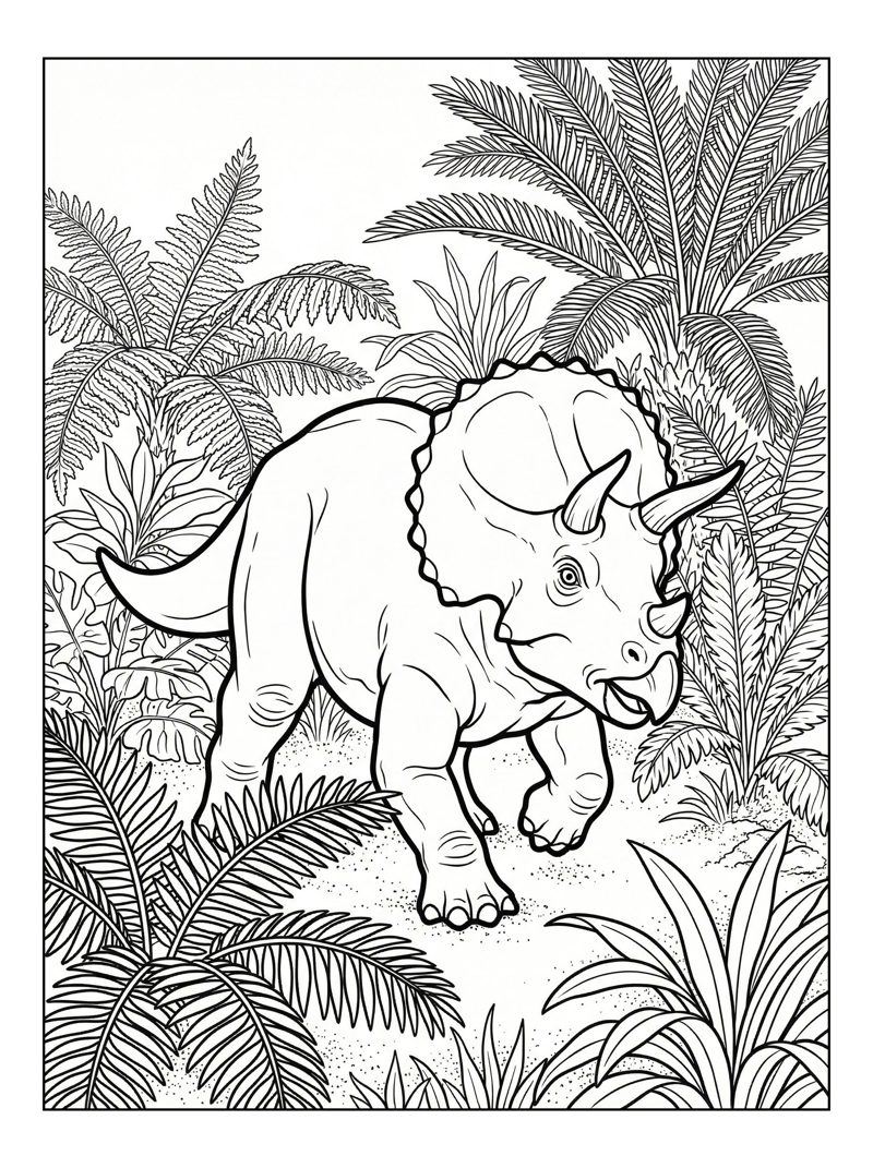 Hatchling Triceratops Charging In Fern Valley