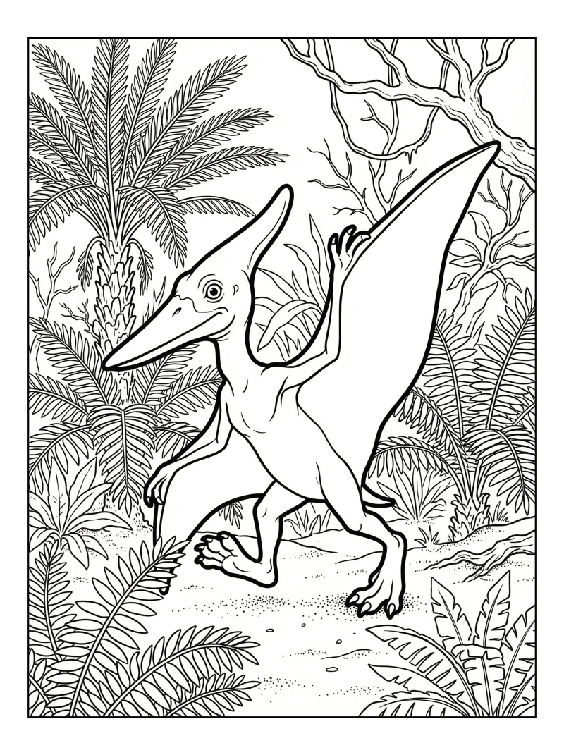 Baby Pterodactyl Walking Prehistoric Jungle