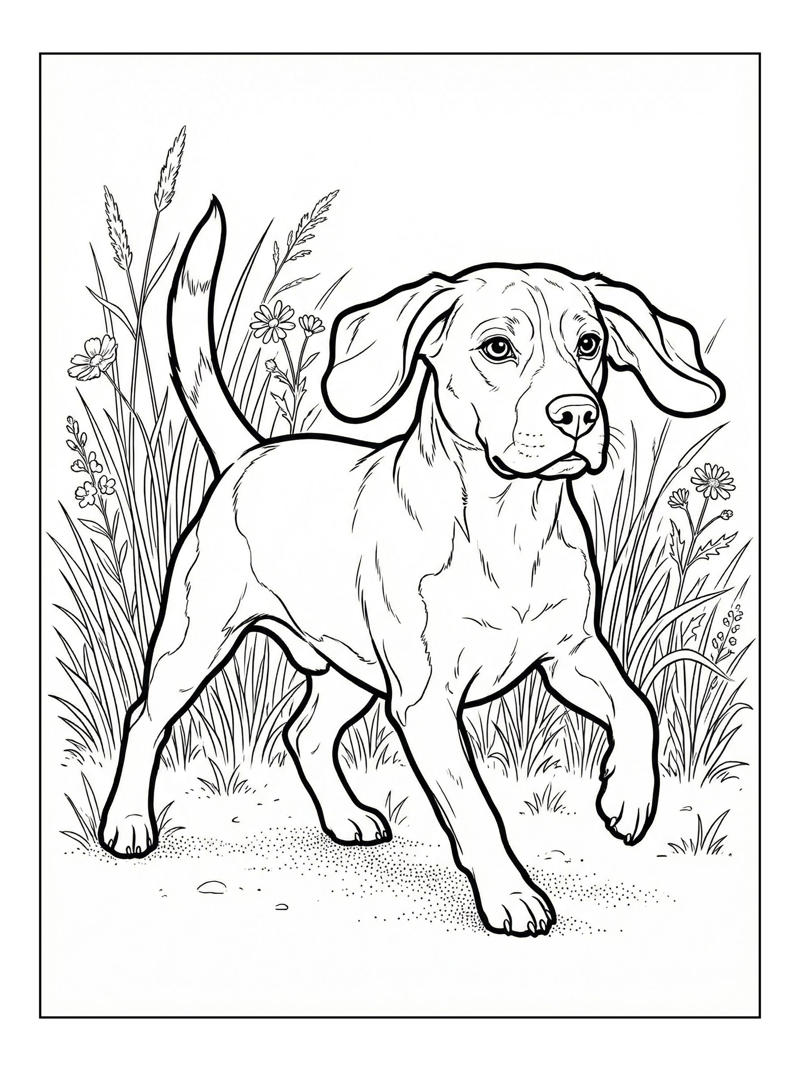 Active Beagle Dog In Grassy Park