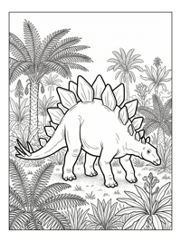 Stegosaurus Grazing In Jungle Meadow