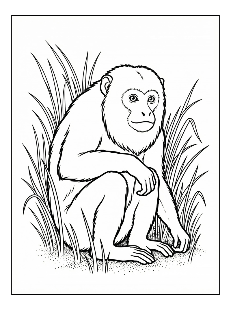 Howler Monkey Sitting In Tall Grass