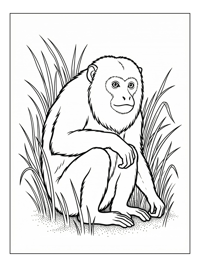 Howler Monkey Sitting In Tall Grass