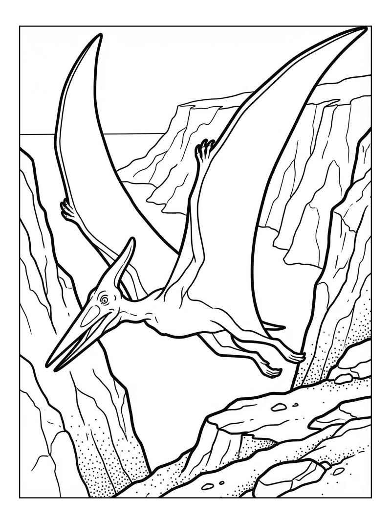 Short-Tailed Pterodactyl Soaring Coastal Cliffs