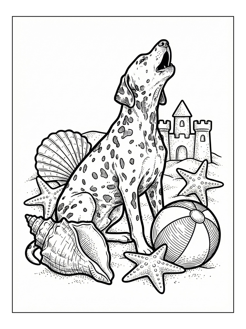 Dalmatian Dog Howling At Beach