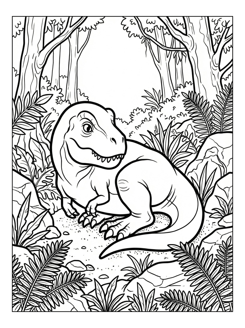 Juvenile T Rex Resting Ancient Forest