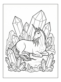 Unicorn Resting In Crystal Cave